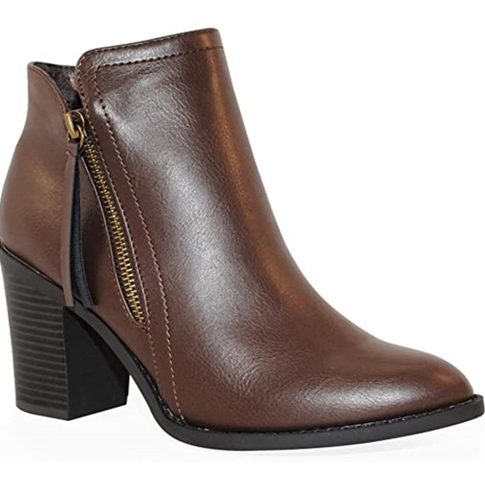Buffy-20 Side Zipper PU Leather Ankle Boots Booties